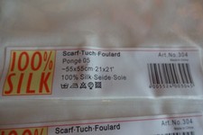 8 Seiden Tücher 55 X 55cm Ponge 05 handrolliert für Seidenmalerei weiß