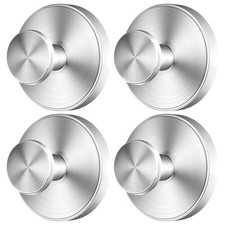 2026 Upgraded Drill-Free Suction Cup Hooks, Stainless 4 Pieces Brushed Silver
