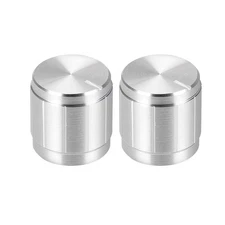 2pcs Potentiometer Knob Knurled Shaft Siver Tone 13mmx13mm Volume Control Knob