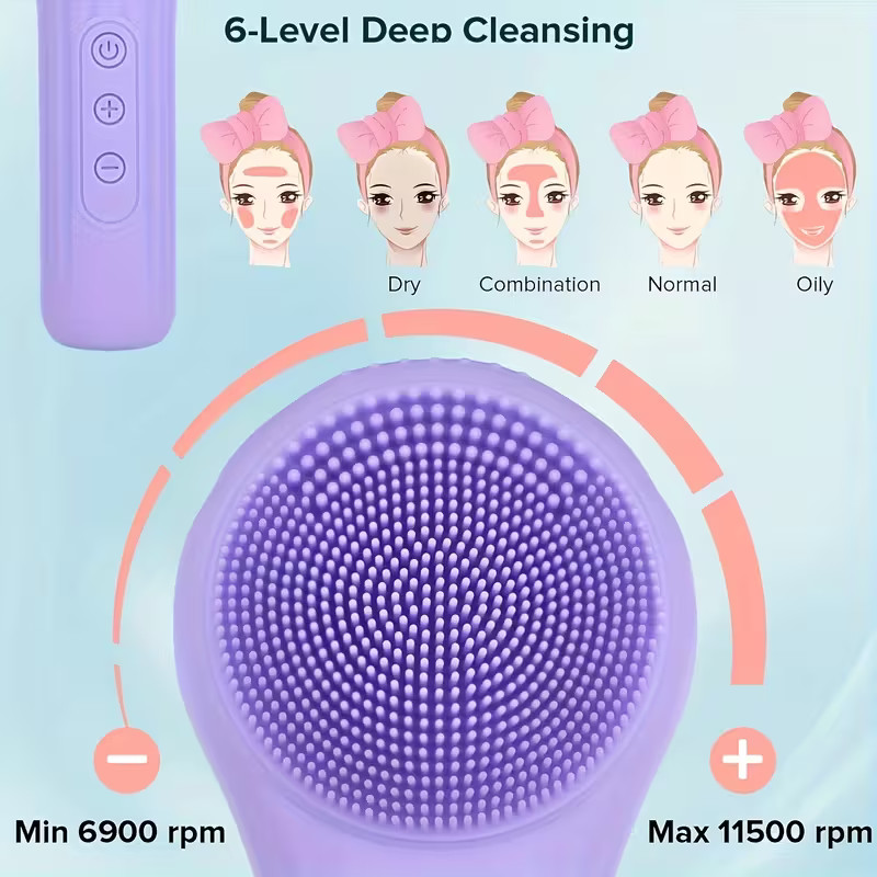 Popular Facial Cleansing Device Waterproof Silicone Face Wash Brush Ultrasonic