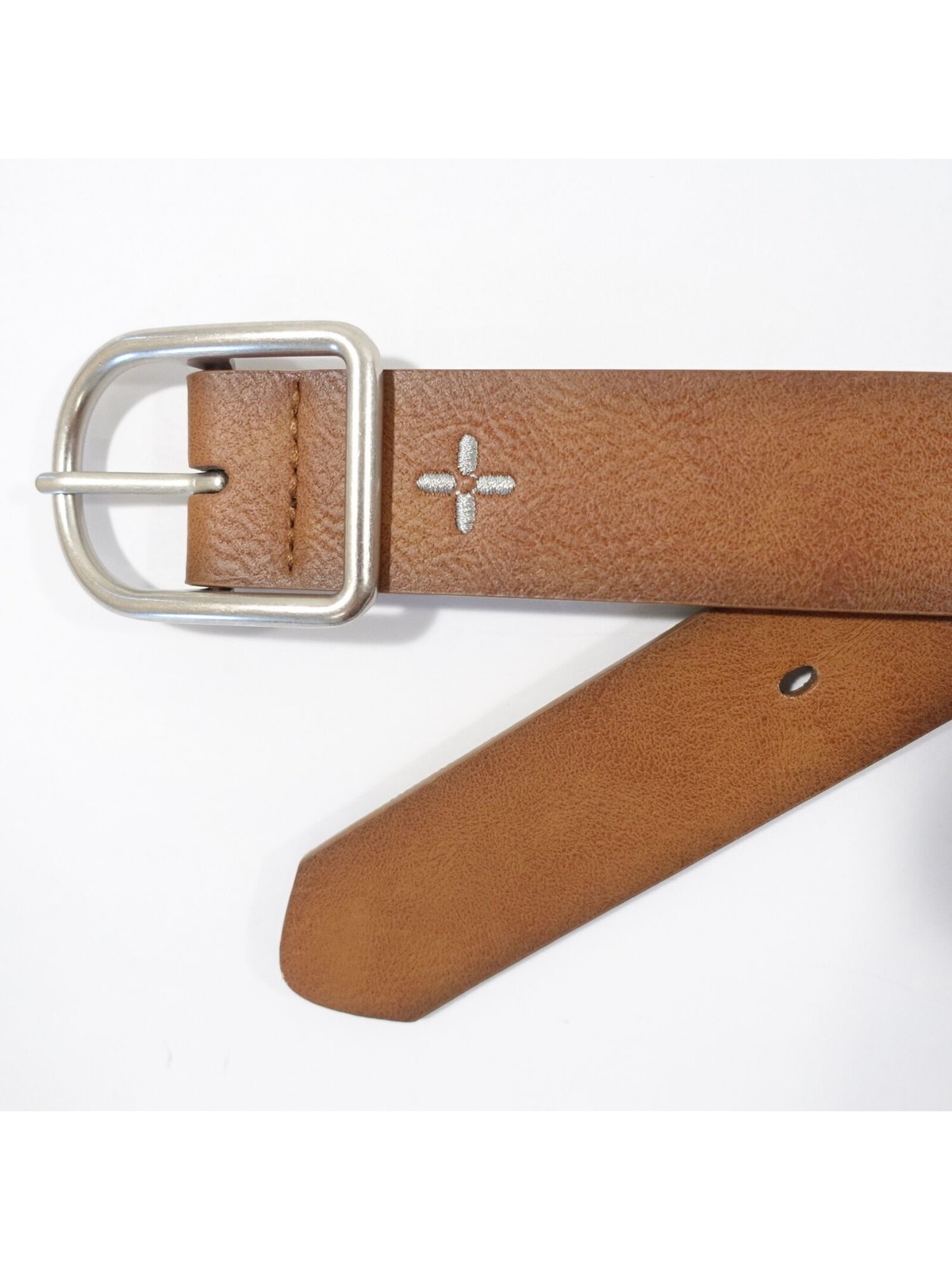 Мужской повседневный ремень из искусственной кожи с вышитым логотипом SUN STONE бежевый с галькой M 34-36 1590₽