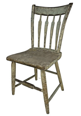Crusty Old Paint Antique Plank Seat Chair mid 19th century Arrowback