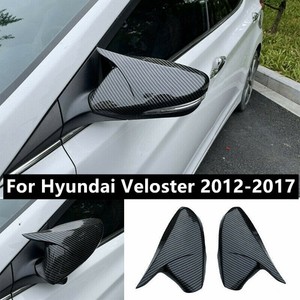 For Hyundai Veloster 2012-2017 Carbon Fiber Ox Horn Rear View Mirror Cover Cap