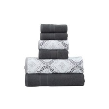 Capri 6-Piece Reversible Yarn Dyed Jacquard Towel Set - Bath Towels, Hand Tow...