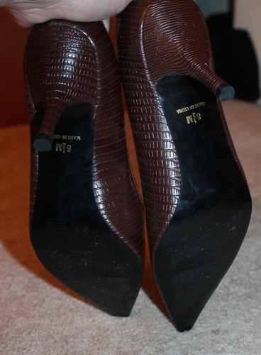 JOJO PALACE Sz 8.5 BROWN PUMPS/HEELS (faux leather/snakeskin w/ 3" stiletto) EUC - Picture 4 of 4