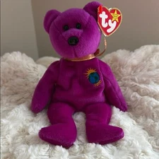 2000 Millennium TY Bear Magenta Limited Edition Beanie Baby