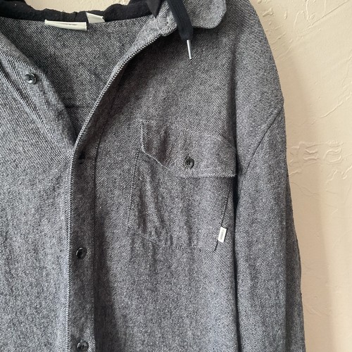 Vans Shacket Uomo in Lana con Cappuccio Nero Grigio Taglia XL - Foto 2 di 7