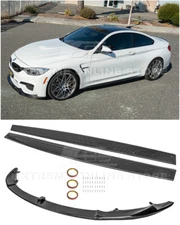For 15-20 BMW F82 M4 M-Performance CARBON FIBER Front Lip Splitter & Side Skirts