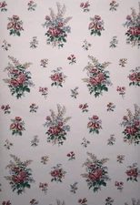 Vintage Red, Blue & Brown Flower Sprays on Off White by Imperial 318-4553