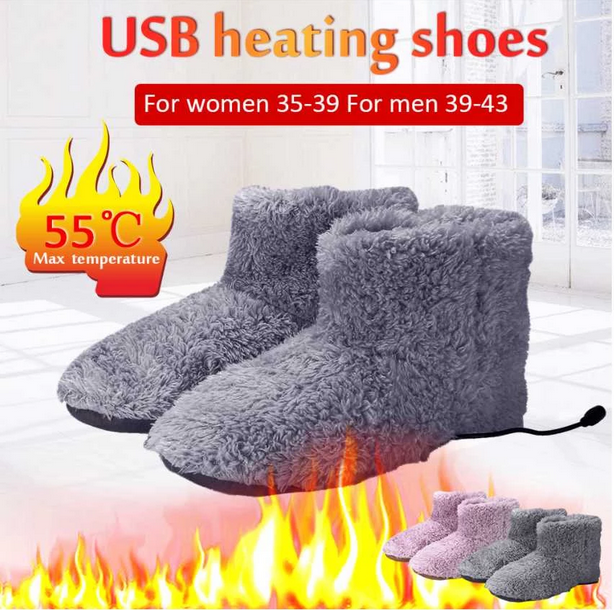 Winter USB Warmer Foot Warm Shoe Washable Plush Electric Slipper Feet