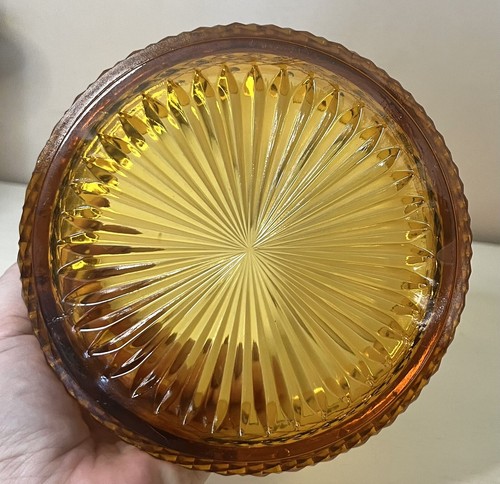 Vintage Indiana Glass Diamond Pattern Candy Trinket Dish Decor Amber Brown Round - Picture 4 of 7