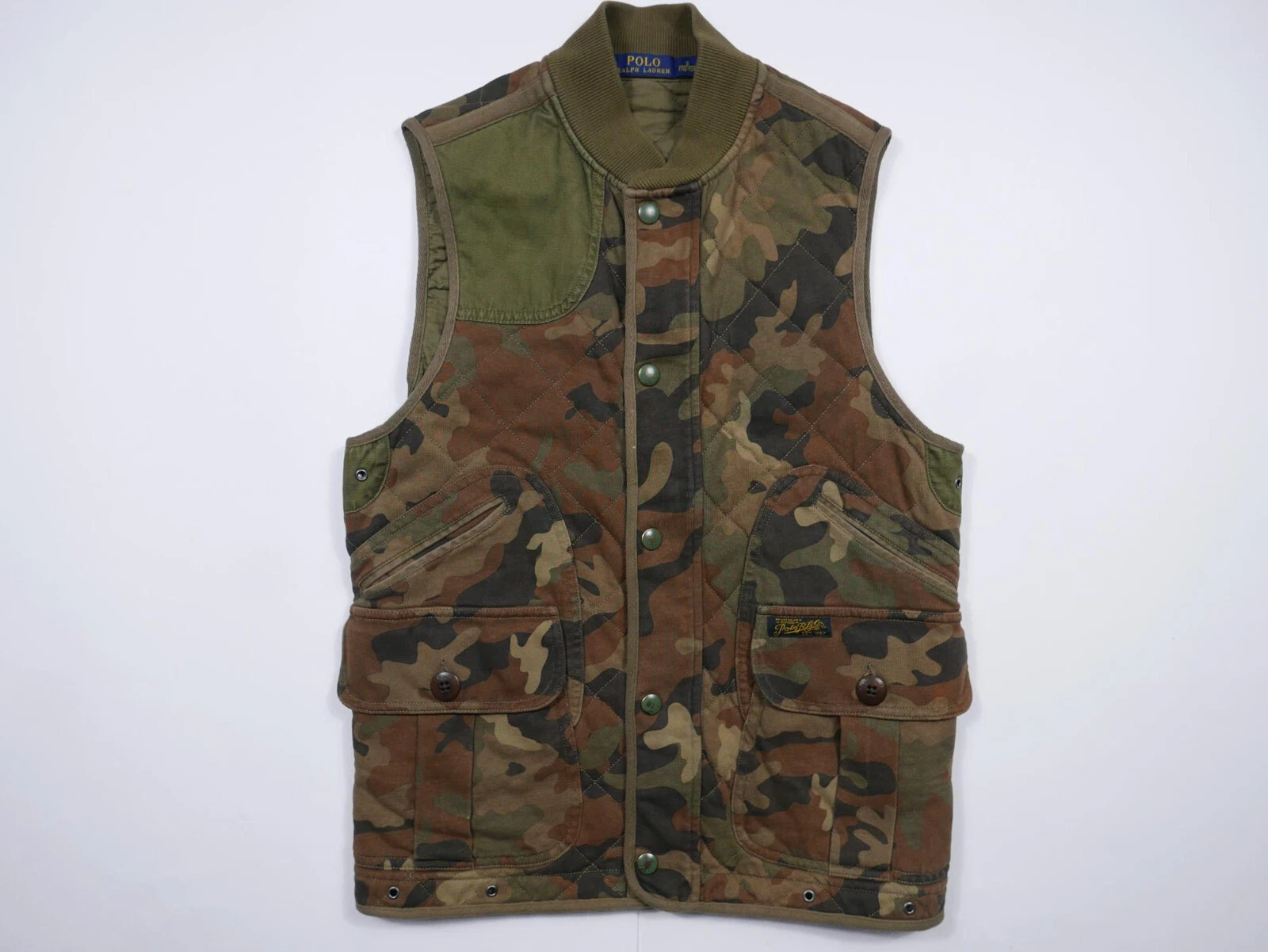 Polo Ralph Lauren Vest Camo Moro Quilted Tactical Field Fishing Cargo RARE S
