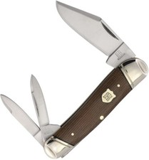 Rough Ryder Whittler Pocket Knife Stainless Steel Blades Burlap Micarta Handle
