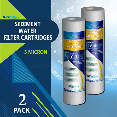 2 Pack Sediment 5 Micron Water Filter Cartridges 2.5'' x 10'' for Reverse Osmosis 