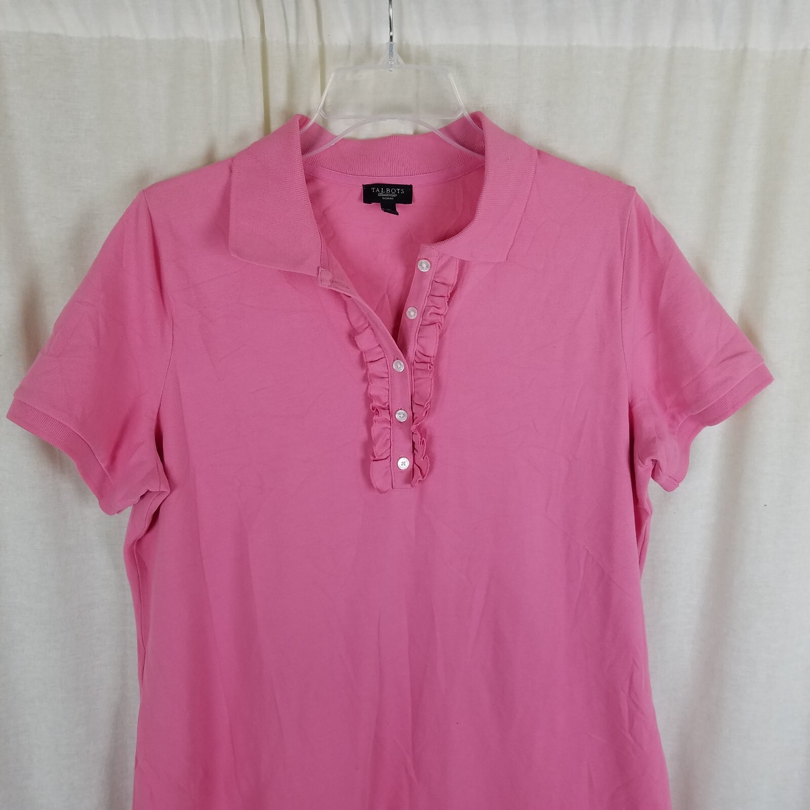Talbots Ruffled Shift Short Sleeve Button Up Polo… - image 2