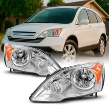 Headlights Assembly For 2007-2011 Honda CRV CR-V Chrome Housing Left+Right Pair