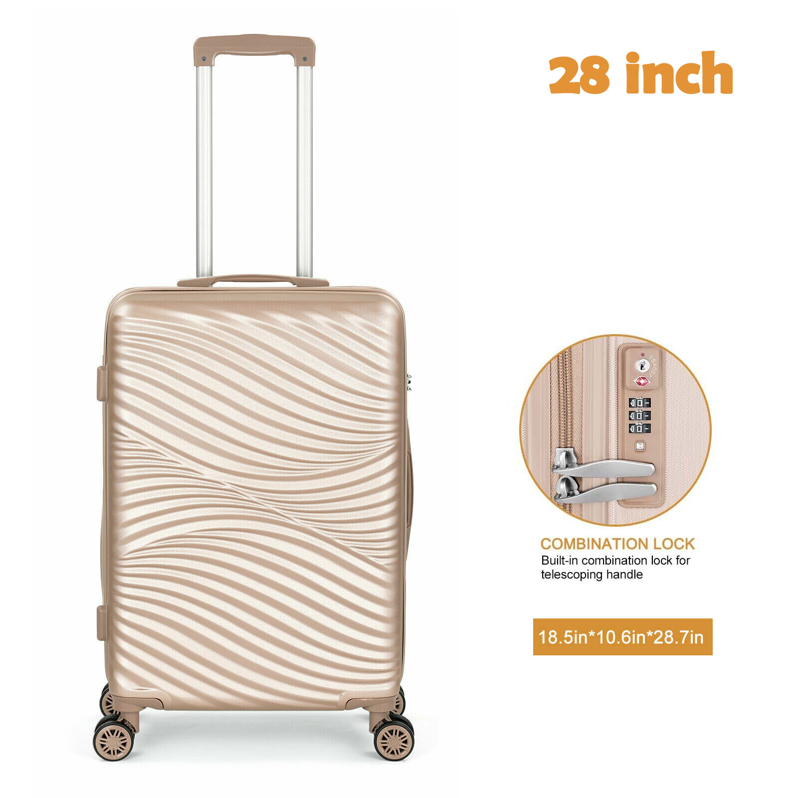 20inch Carry On Luggage with TSA Lock Fashion Suitcase  ABS Hardside Lightweight-image