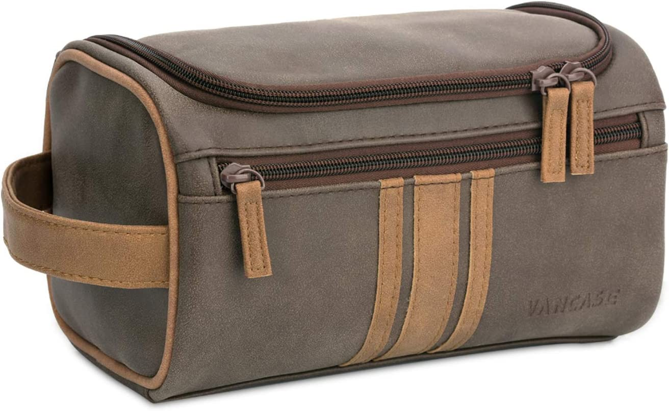 Vintage Leather Toiletry Bag for Men - Hanging Dopp Kit & Shaving Travel Organizer-image