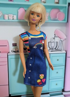 NO DOLL Fashion Dress Faux Braces Rainbow Fits Barbie Sindy Tammy Size (BSC1601)