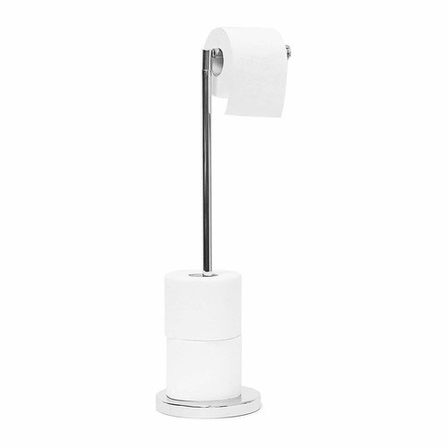 Stainless Steel Toilet Roll Holder Stand Swivel Standing Holds Extra