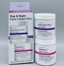 Skin Assistant Day & Night Face Cream Duo ~Hyaluronic Acid & Vitamin C~ 4oz ea