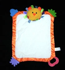 One Step Ahead Lion Satin Trim Tag Baby Blanket Terry Teether Security Lovey 