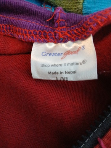 Greater Good Network Jacket Unisex Size L/XL Zip Up Hooded Pocket BOHO Hippie - Picture 5 of 5