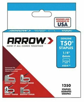 ARROW T50 STAPLES 6mm 8mm 10mm 12mm 14mm Genuine Arrow Orginal Pack 1250