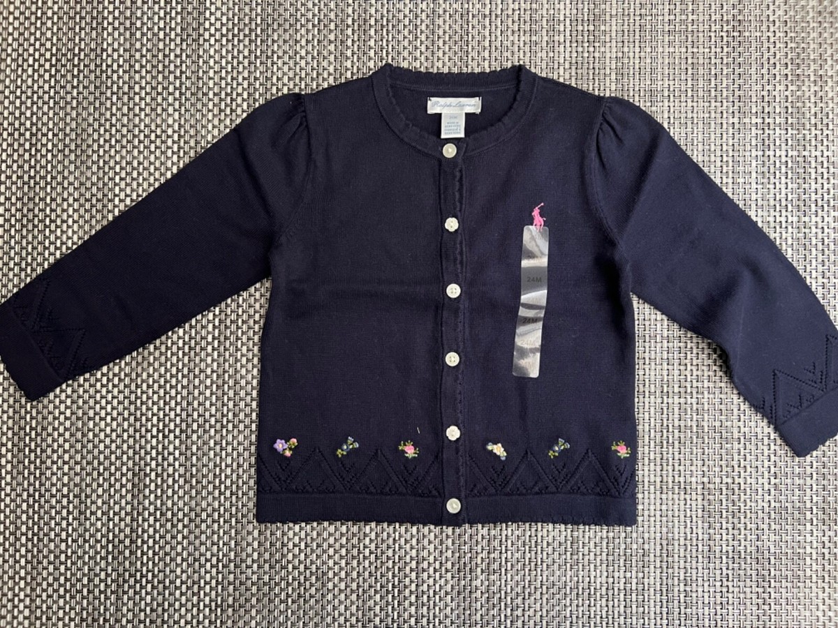 New Infant Ralph Lauren Navy Cardigan Sweater | eBay