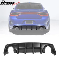 Fits 20-23 Dodge Charger Widebody Matte Black Rear Bumper Diffuser IKON Style PP