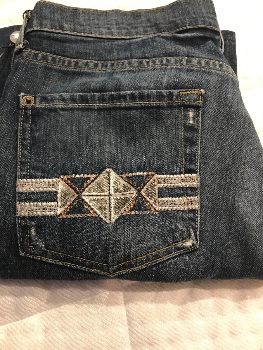 7 For All Mankind A Pocket Rhinestone Design Jeans Womens Size 27 Lovely Cut Fit