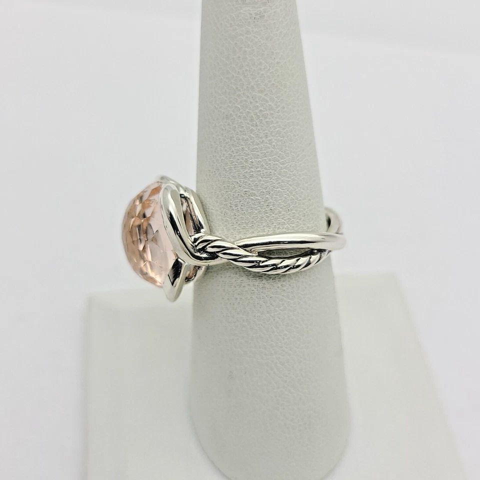 David Yurman Continuance Ring with Morganite in Sterling Silver 14mm Size 8 - Image 2 of 4