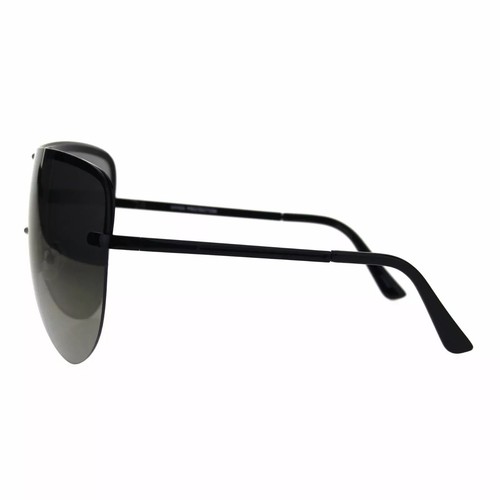 Oversize XL Huge Big Rimless Shield Black Brown Pink Blue Metal Frame Sunglasses - Afbeelding 20 van 35