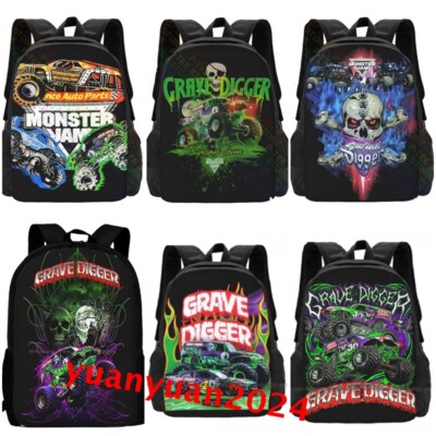 Monster Jam Trucks School Backpack Bookbag Rucksack Travel Shoulder Bag  Gift 16