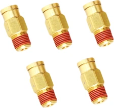 Push to Connect Fittings, 1/4" Tube OD X 1/8" NPT Male Brass DOT Air Fittings, A