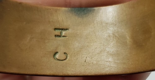Bracciale Vintage C H Navajo CH Firmato Turchese e Corallo Intarsiato Rame 37gr - Foto 6 di 8