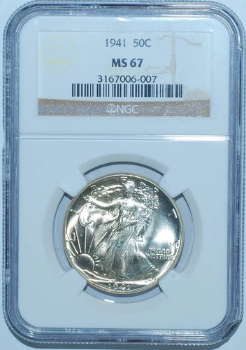 1941 NGC MS67 Walking Liberty Half Dollar