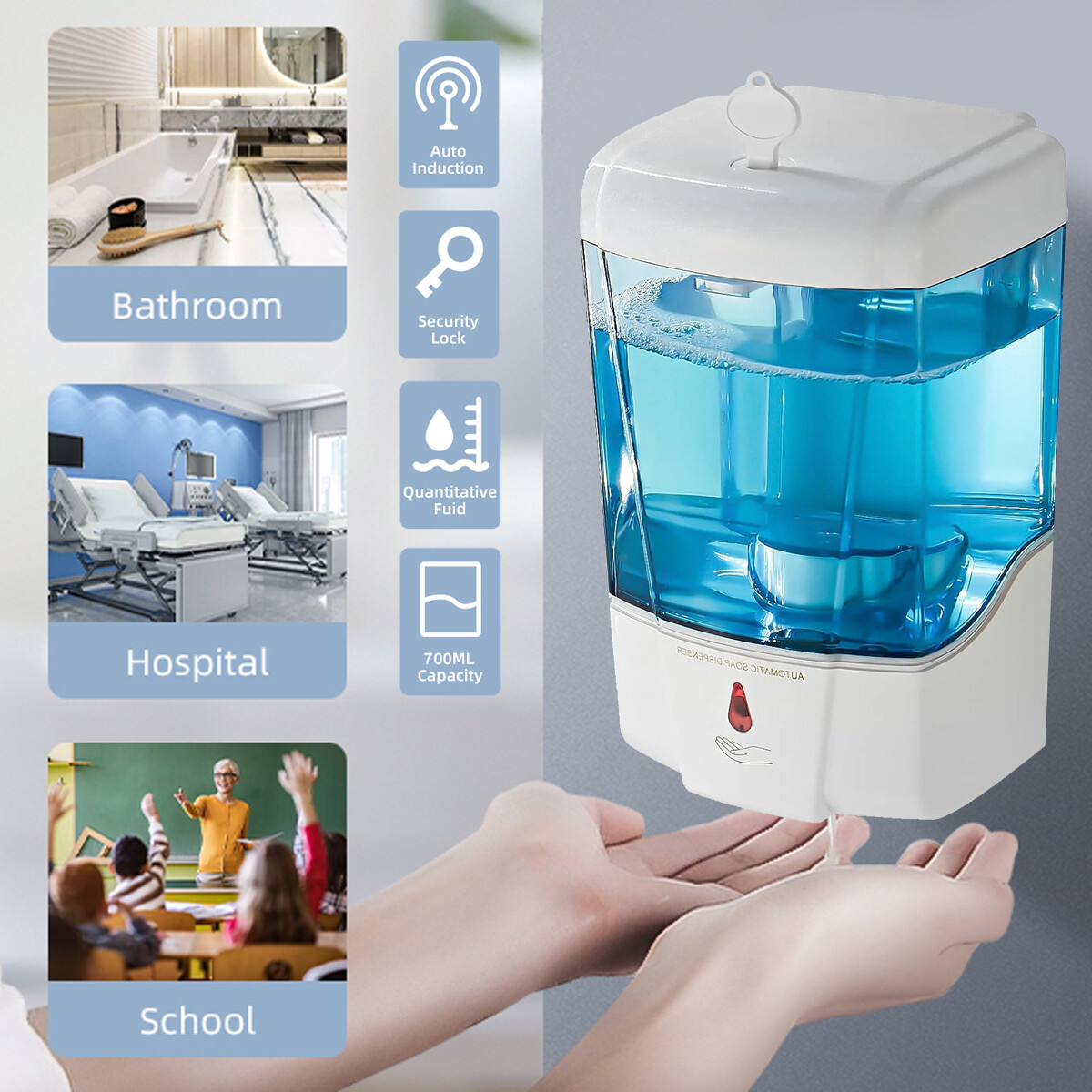 700 ML Elektrischer Seifenspender Flüssigseifenspender mit Sensor Soap Dispenser