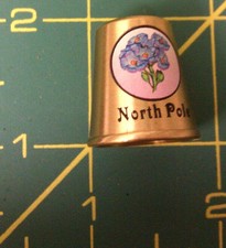 North Pole Alaska Thimble solid Brass - Forget me not - made in USA New in PKG