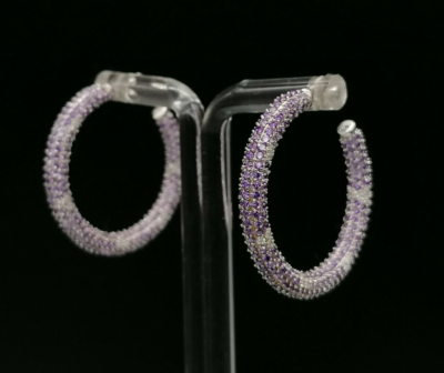 Orecchini A Cerchio Homxi – Donna, Argento 925 Forma Di C Con Perla E Zirconi, Placcato Oro