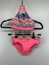 Justice Girls Pink Geometric Print 2pc Bikini Set Bathing Suit Sz 8 NEW No Tags