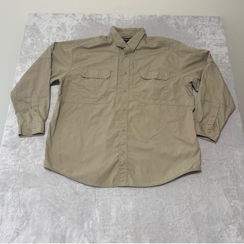 5.11 Tactical Series Men's Long Sleeve Button Up Shirt 2XL Tan Vented Rugged