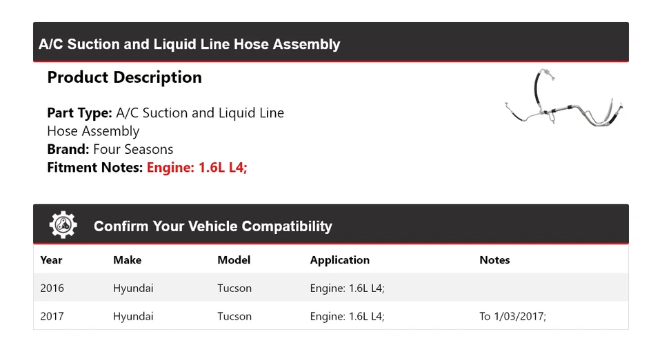 Para 2016-2017 Hyundai Tucson A/C conjunto de mangueira de linha líquida e sucção 4 estações - Imagem 2 de 3