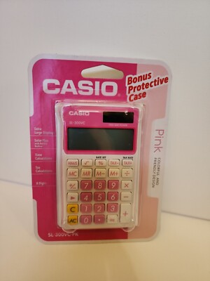 NEW! Genuine Casio SL-300VC Hand Held Calculator w/ Bonus Case - Pink.