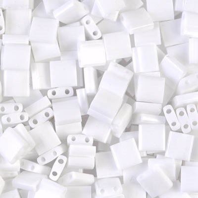 Miyuki Tila 2-Hole Square Beads 5mm Opaque White MBTL-402