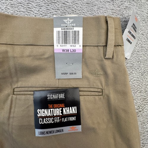 Dockers nuovo con etichetta firma kaki vestibilità classica flat front uomo taglia 38x29 - Foto 4 di 10