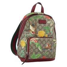 GUCCI GG Supreme Web Sherry Line Tian Backpack PVC Beige 427042 Auth hk3788