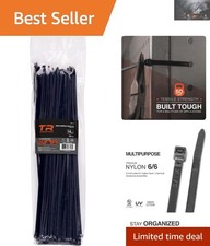 100 Pack of 14-Inch UV Resistant Heavy-Duty Black Cable Ties 50 lbs Strength
