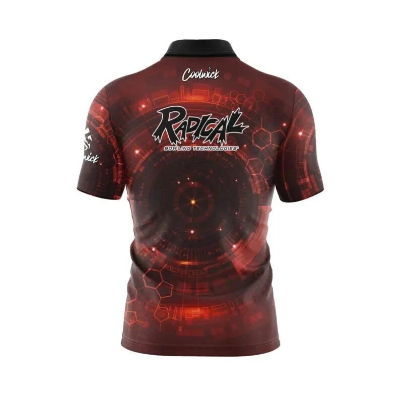 Custom Name Radical Red Cyborg Bowling Jersey