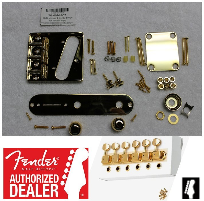 Fender/Allparts Telecaster Gold Hardware Set Vintage Threaded w/ Tuners 0020